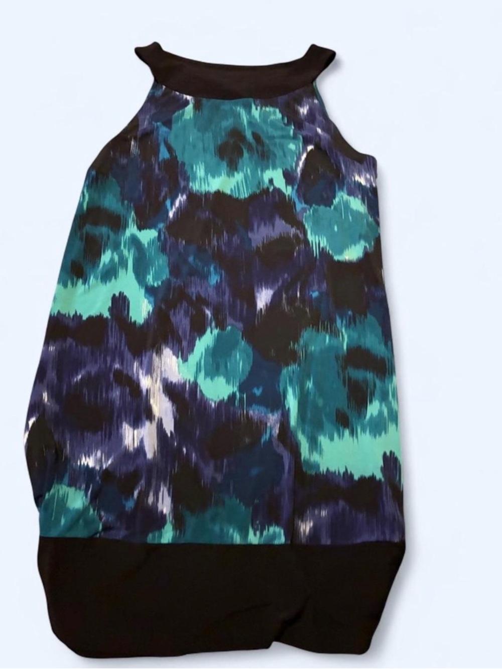 Blu Sage Teal Navy Black Print Midi Dress
